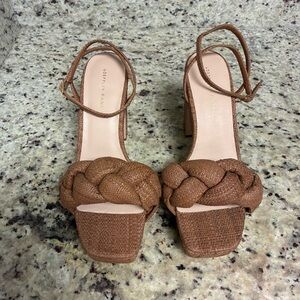 Loeffler Randall Fae Braided Raffia Platform Sandals